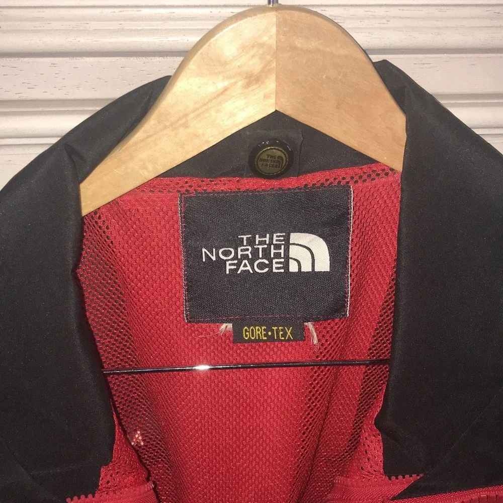 The North Face vintage red gore red waterproof double zip raincoat